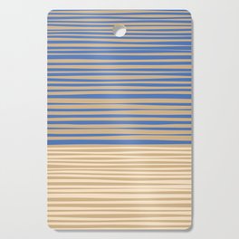 Natural Stripes Modern Minimalist Colour Block Pattern in Oat Beige and Blue Cutting Board