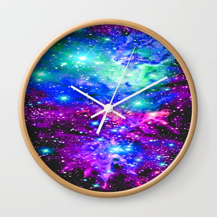 Fox Fur Nebula Galaxy Pink Purple Blue Wall Clock By Vintageby2sweet