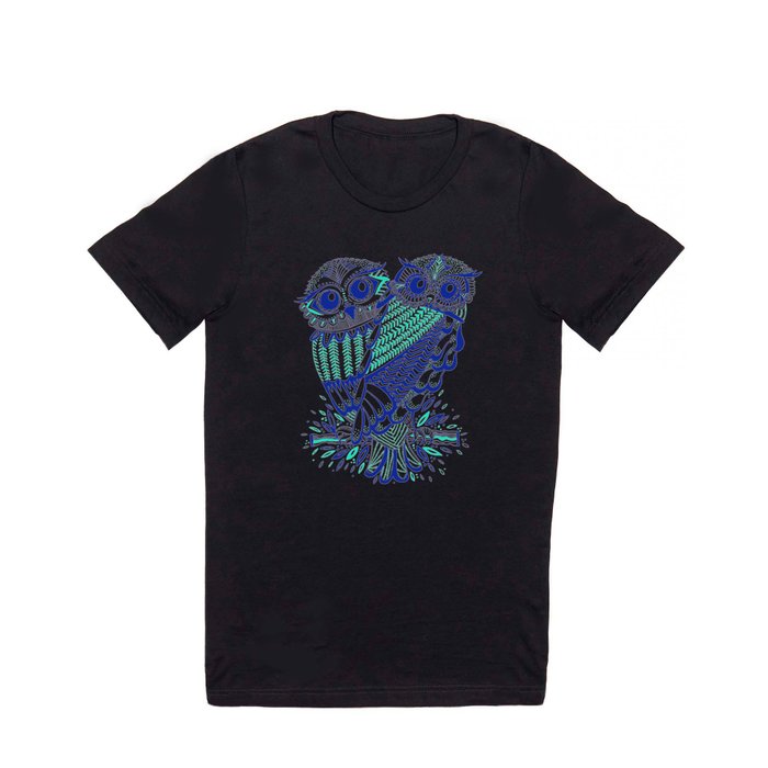 Owls - Turquoise & Navy T Shirt
