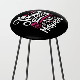 Jesus Coffee And Mascara Makeup Quote Counter Stool