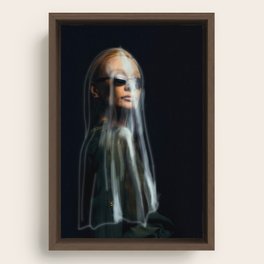 The dialogue between you and me is behind the veil Framed Canvas