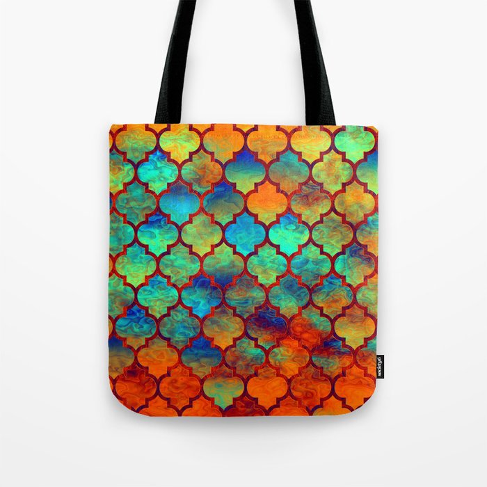 Moroccan pattern colorful mermaid scale tiles Tote Bag