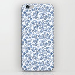 Pretty Indigo Blue and White Ethnic Floral Print iPhone Skin