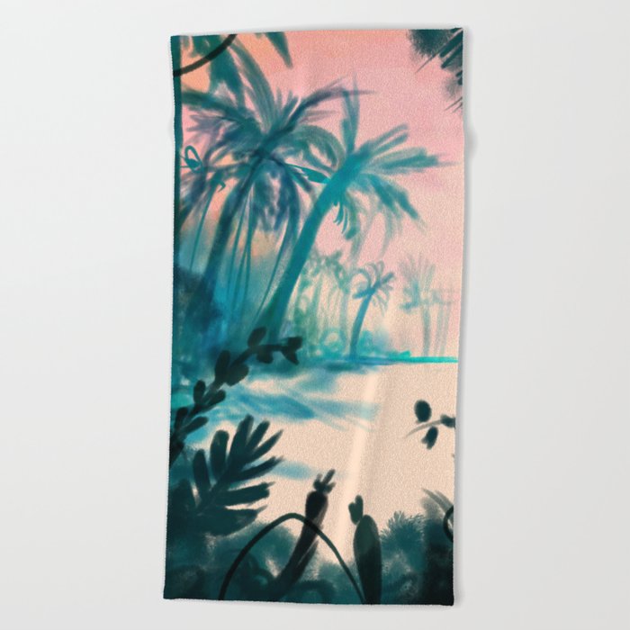 Faded Hawaiian Scene Beach Towel