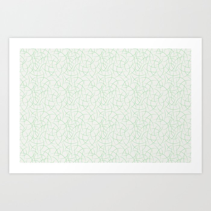 Pastel Mint Green Abstract Crescent Shape Pattern on Off White 2020 Color of the Year Neo Mint Art Print