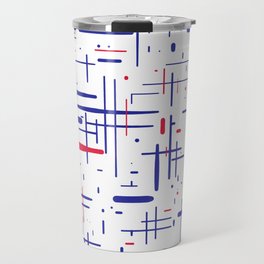 Mid-Century Modern Kinetikos Pattern in Red White and Blue Travel Mug