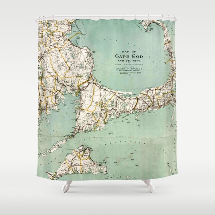 cap cod and vicinity map shower curtain by mapmaker society6