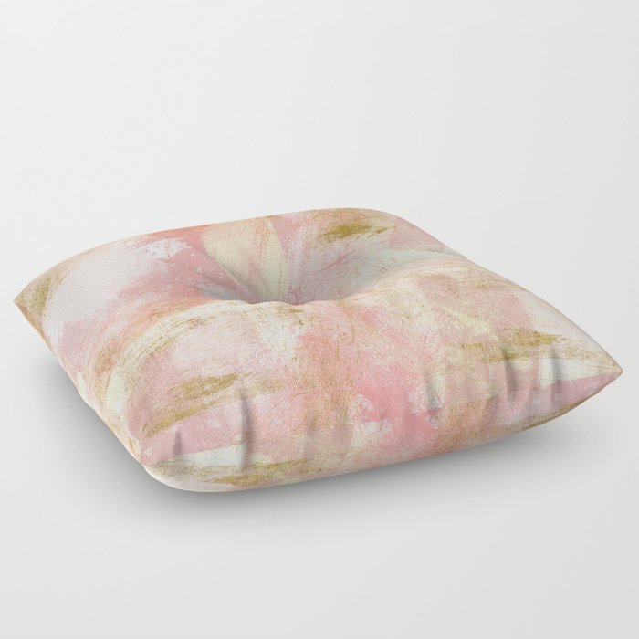Rustic Gold and Pink Abstract Floor Pillow