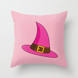 Pink Witch Hat Throw Pillow