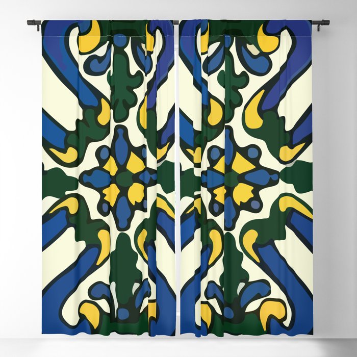 Retro mexican talavera tile classic wall interior design Blackout Curtain