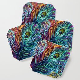 Peacock Feather by Laura Zollar Coaster