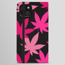 Stoner Art - Pink Cannabis Leaves Pattern iPhone Wallet Case