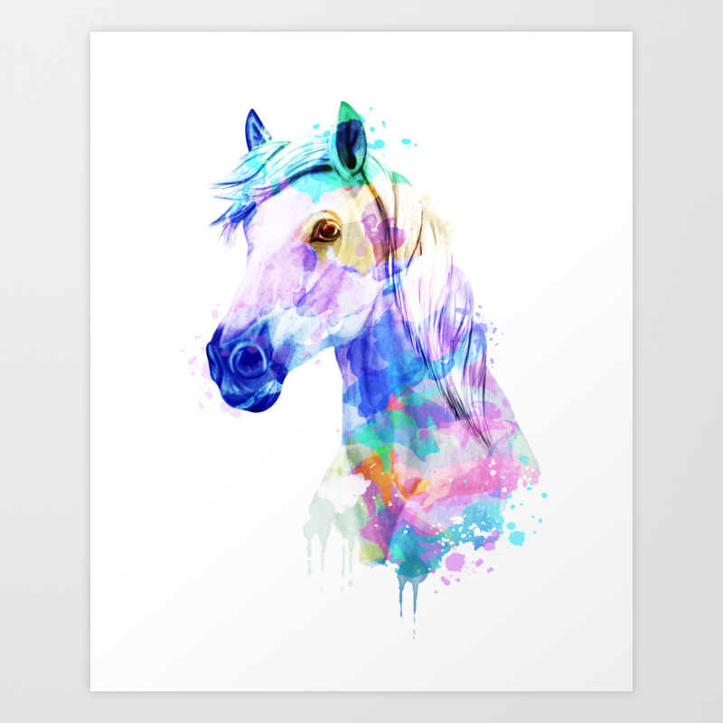 Horse Watercolor, Horse Print, Watercolor Print, Watercolor Animal, Horse Painting, Horse Gift Print Art Print By Roman Poljak | Society6