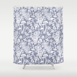 Delicious Autumn botanical poison IV // blue grey background Shower Curtain