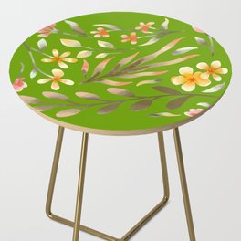 Vibrant Green Wild Flower Folk Garden Painting Side Table