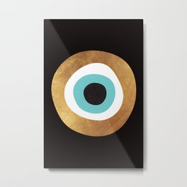Gold Evil Eye 70s Bohemian Lucky Charm Nazar  Metal Print | Luckycharm, Midcenturymodern, Turquoise, Spiritual, Abstract, 70Sstyle, Graphicdesign, Greekevileye, Turkishevileye, Amulet 