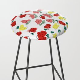 Abstract red yellow watermelon pineapple strawberry fruit Bar Stool