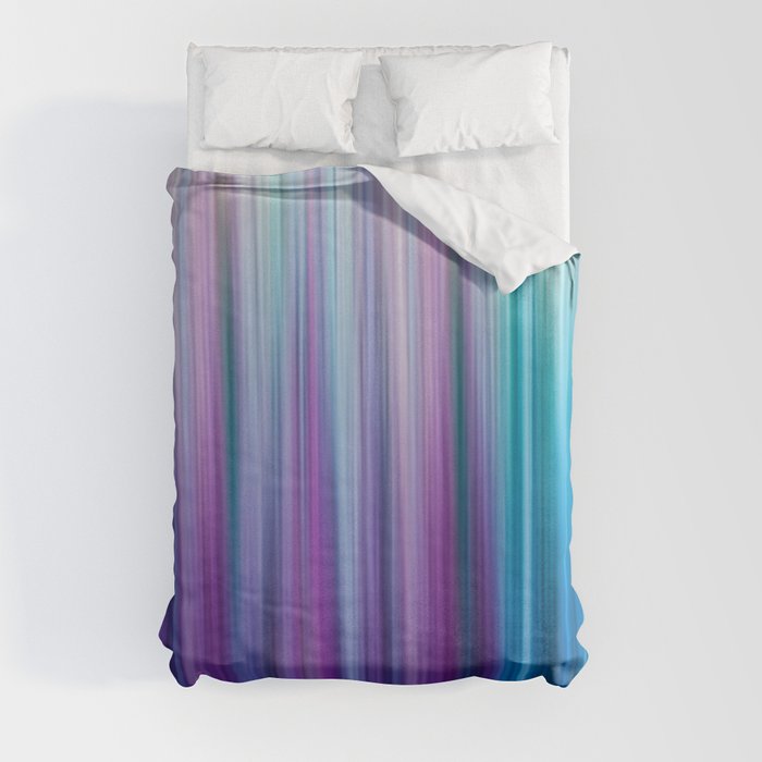 Abstract Purple and Teal Gradient Stripes Pattern Duvet Cover