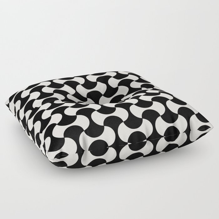 Black and white mid century atomic 50s geometric shapes Floor Pillow