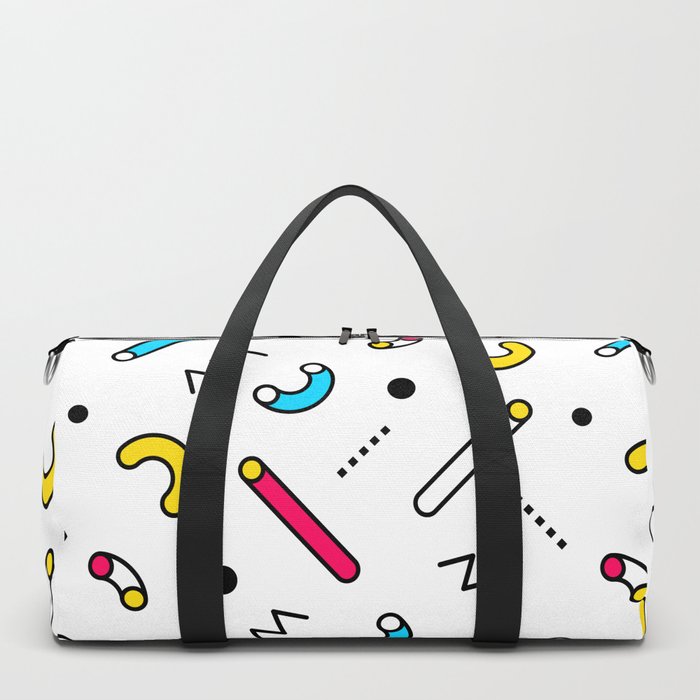 Bright Background in Neo Memphis Style Duffle Bag by softulka | Society6