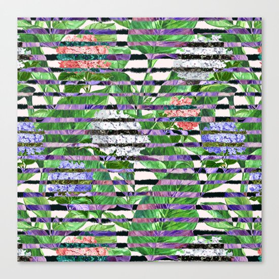 Stripes with Flowers Canvas Print