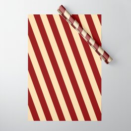 [ Thumbnail: Dark Red & Tan Colored Lines Pattern Wrapping Paper ]