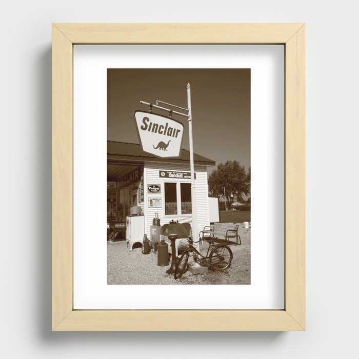 Route 66 - Sinclair Station 2010 Sepia Recessed Framed Print