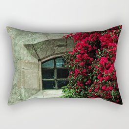 Secret Window Behind the Red Flowers Rectangular Pillow
