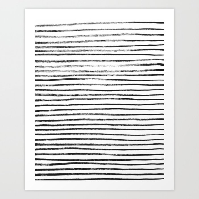 Black Brush Lines on White Art Print