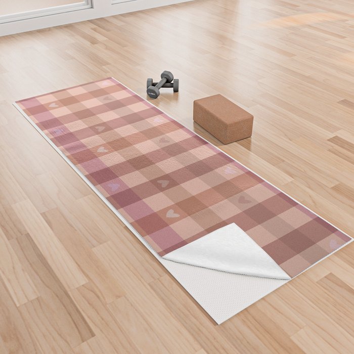 Love check in earthy hues Yoga Towel