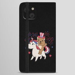 Quokka With Unicorn For Fourth Of July Fireworks iPhone Wallet Case