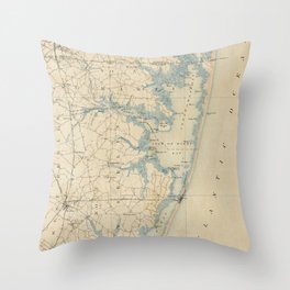 Vintage Map of Ocean City Maryland (1900) Throw Pillow