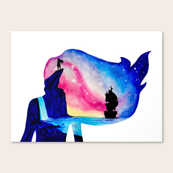 Pocahontas Watercolor Double Exposure Painting Canvas Print By