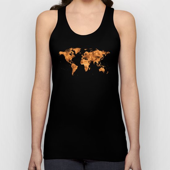 World Map in Orange Desert Sand Unisex Tank Top