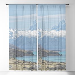 New Zealand Photography - The Tallest Mountain In New Zealand Sheer Curtain