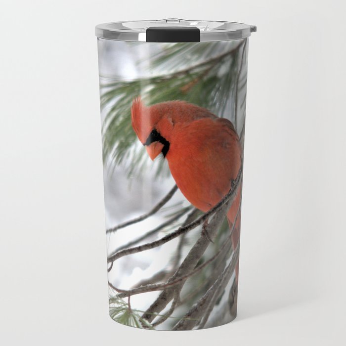 Snow Globe Cardinal Travel Mug