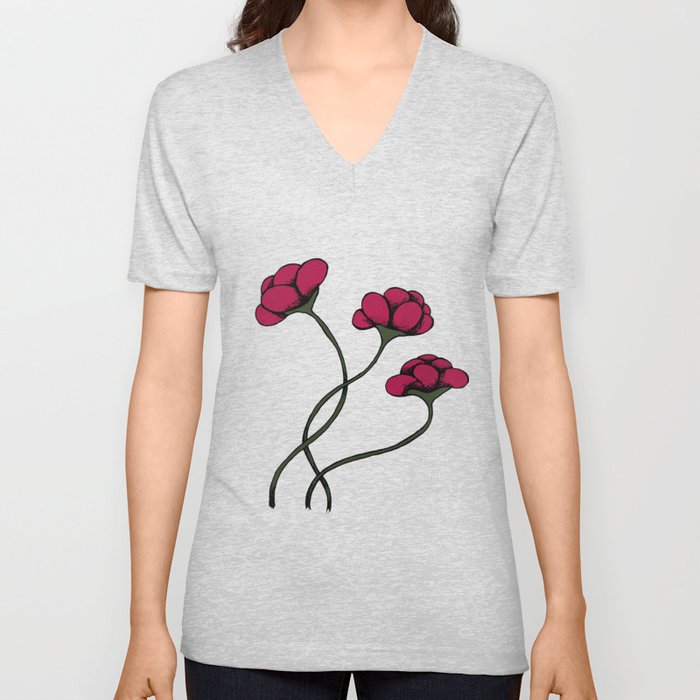 Flowers V Neck T Shirt