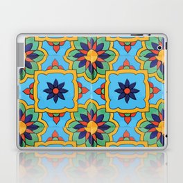 Blue flower color block mexican style talavera Laptop Skin