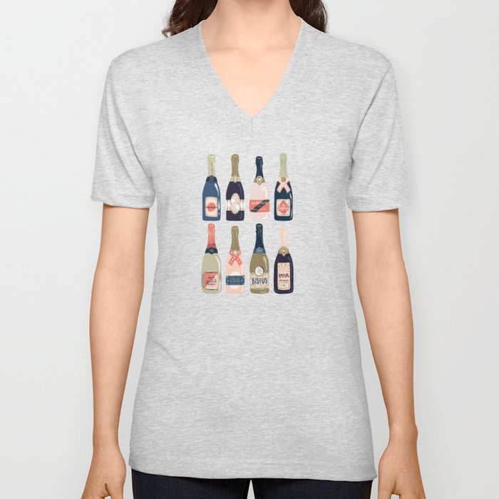 French Champagne Collection – Navy & Coral V Neck T Shirt
