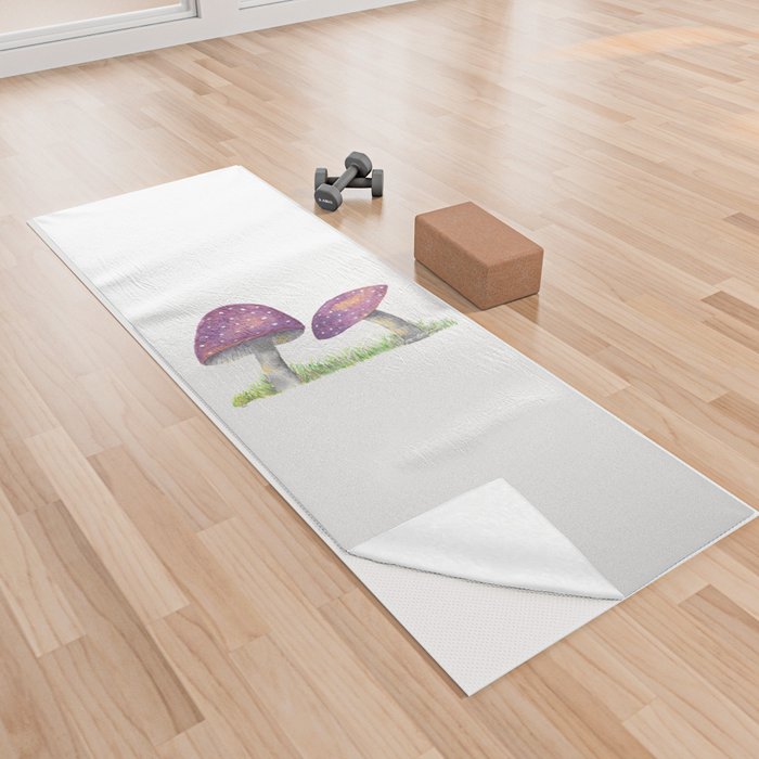 Purple Mushroom Yoga Towel