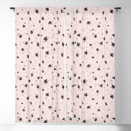 Abstract geometric pink and grey stars pattern Blackout Curtain