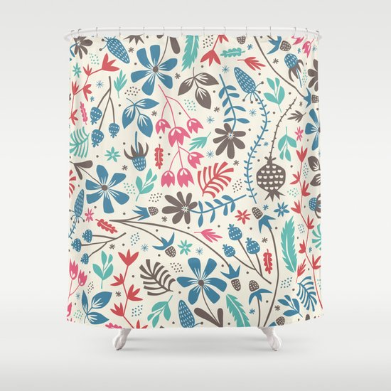 Retro Blooms Shower Curtain