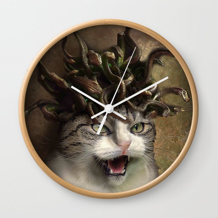 Evil Catdusa Medusa Cat Wall Clock