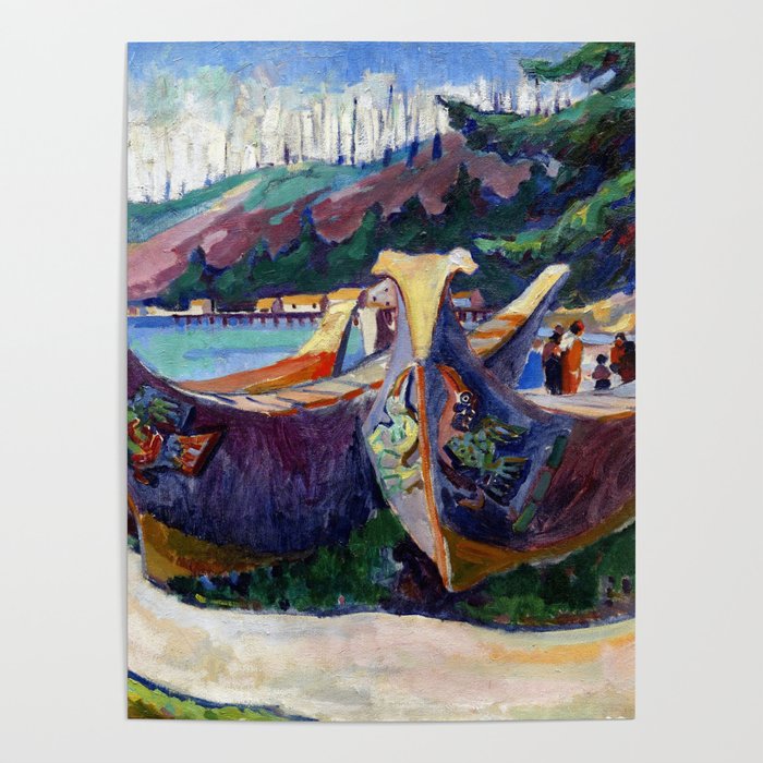Emily Carr First Nations War Canoes in Alert Bay Poster
