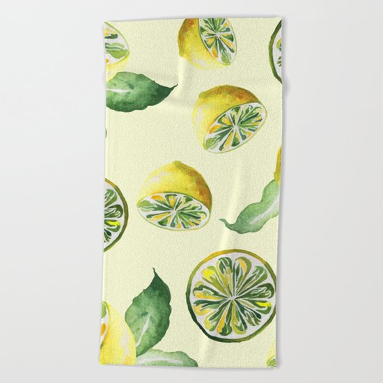 Watercolor lemons #society6 Beach Towel