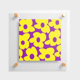 Large Yellow Retro Flowers Purple Background #decor #society6 #buyart Floating Acrylic Print