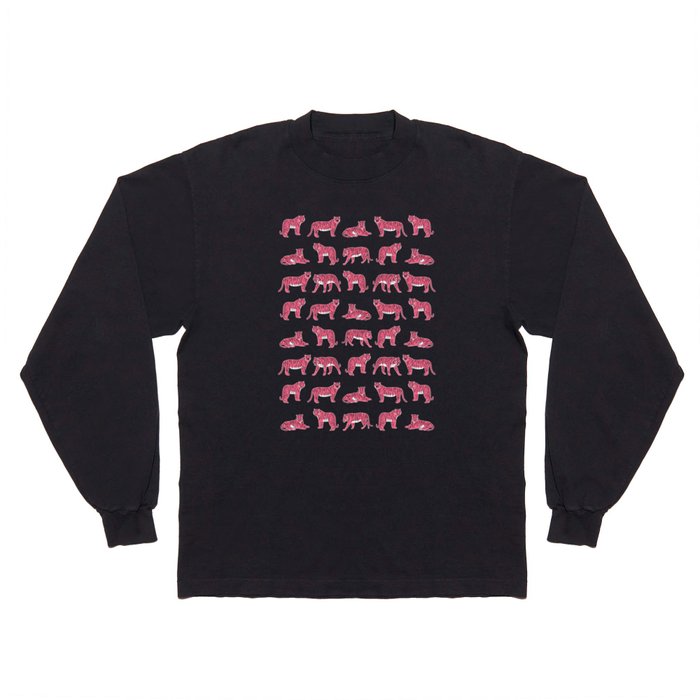 Year of the Tiger in Pop Pink and Tan Long Sleeve T Shirt