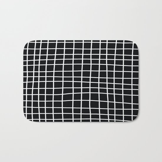 Handdawn Grid Black Bath Mat
