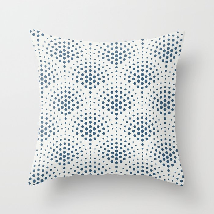 Blue Polka Dot Scallop Pattern on Off White Pairs To 2020 Color of the Year Chinese Porcelain Throw Pillow