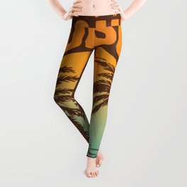 Tropical Sunset Surf And Beach, Vintage Beach Graphic Design Leggings